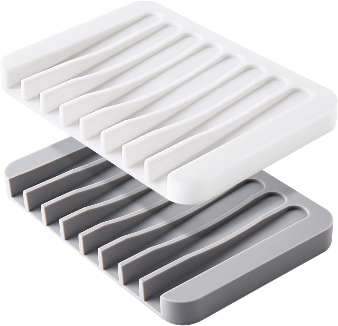 Mcyye Self Draining Soap Dishes, Premium Silicone Soap Holder & Saver for Shower, Bathroom, Kitchen, Bath Tub, Razor, Sponges, Drains Water Very Well, Can Extend Soap Life, Easy Clean
