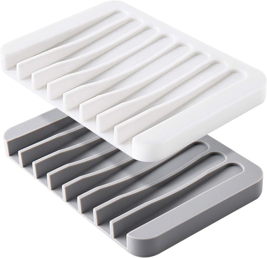 Mcyye Self Draining Soap Dishes, Premium Silicone Soap Holder & Saver for Shower, Bathroom, Kitchen, Bath Tub, Razor, Sponges, Drains Water Very Well, Can Extend Soap Life, Easy Clean