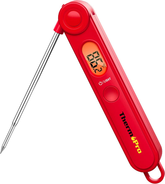 ThermoPro TP03B Digital Meat Thermometer for Cooking, Instant Read Thermometer with Backlight, Kitchen Food Thermometer for Grill Smoker BBQ Oil Deep Fry Candy Bread Coffee with Pop-up Meat Probe