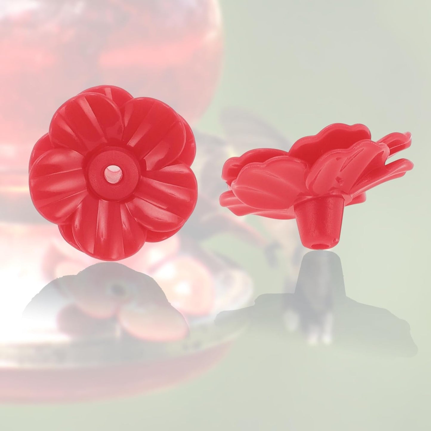 30 Pcs Hummingbird Feeder Parts, Replacement Flowers for Hummingbird Feeder, Pet Hummingbird Feeder, Plastic Components, Red, Attracts Hummingbirds