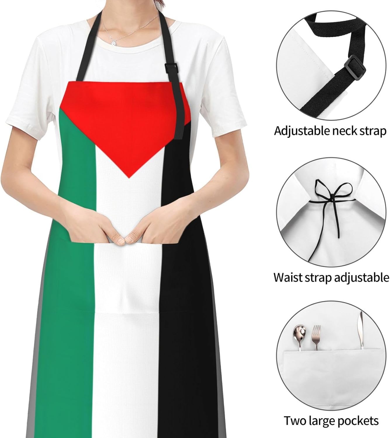 Palestine flag print Waterproof chef's apron with pocket apron for kit