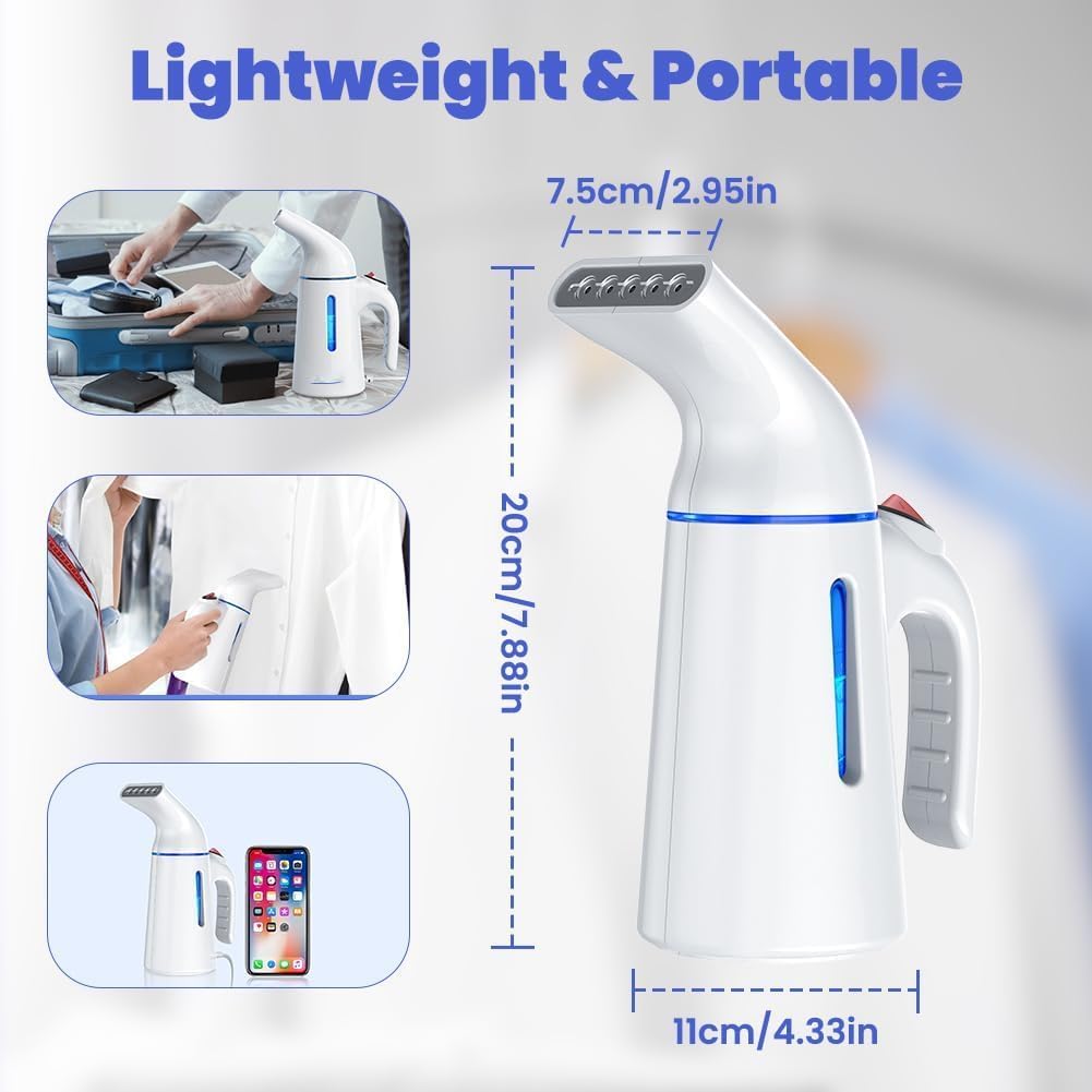 Steamer for Clothes 700W, Fast Heat-up in 40S, 120ML Water Tank, 25g/min Strong Penetrating Steam, Portable Clothes Steamer Iron for Travel and Home(GY169)