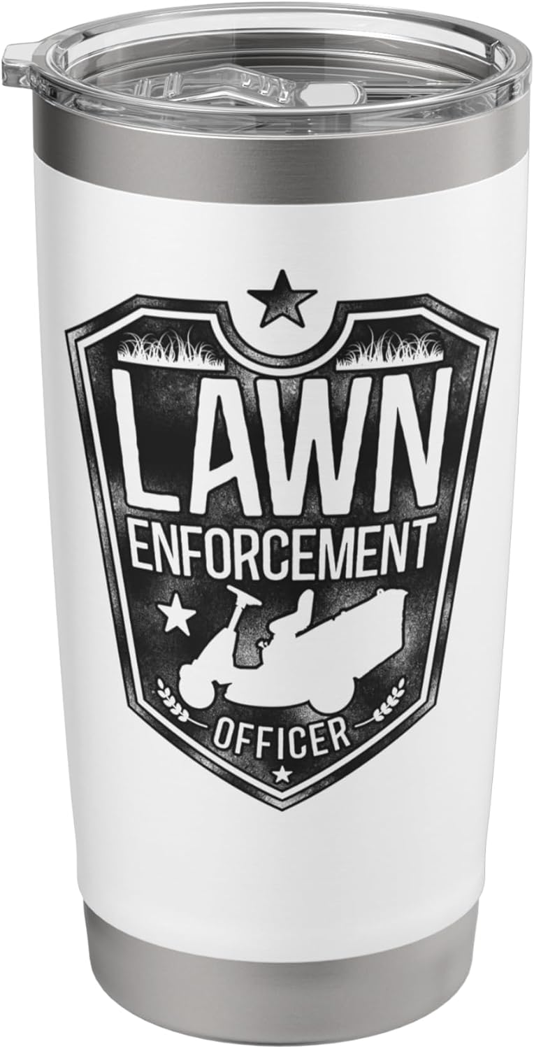Lawn Mower Mowing Dad Father Landscaper Lawn Enforcement Stainless Steel Insulated Tumbler
