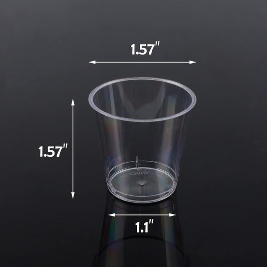Zcaukya 100 Shot Glasses, 1oz Clear Plastic Disposable Hard Cups, Mini