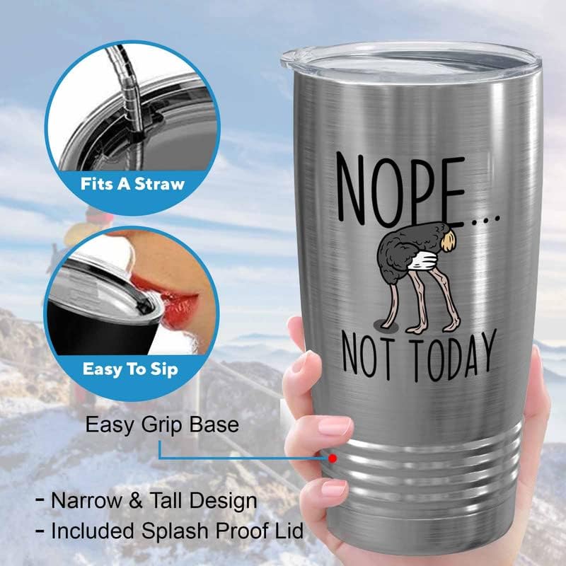 Bird Lover Silver Edition Viking Tumbler 20oz - Nope not Today - Hummingbird Nest Cage Parrot Dad Gardening Outdoor Birdwatcher Feeder