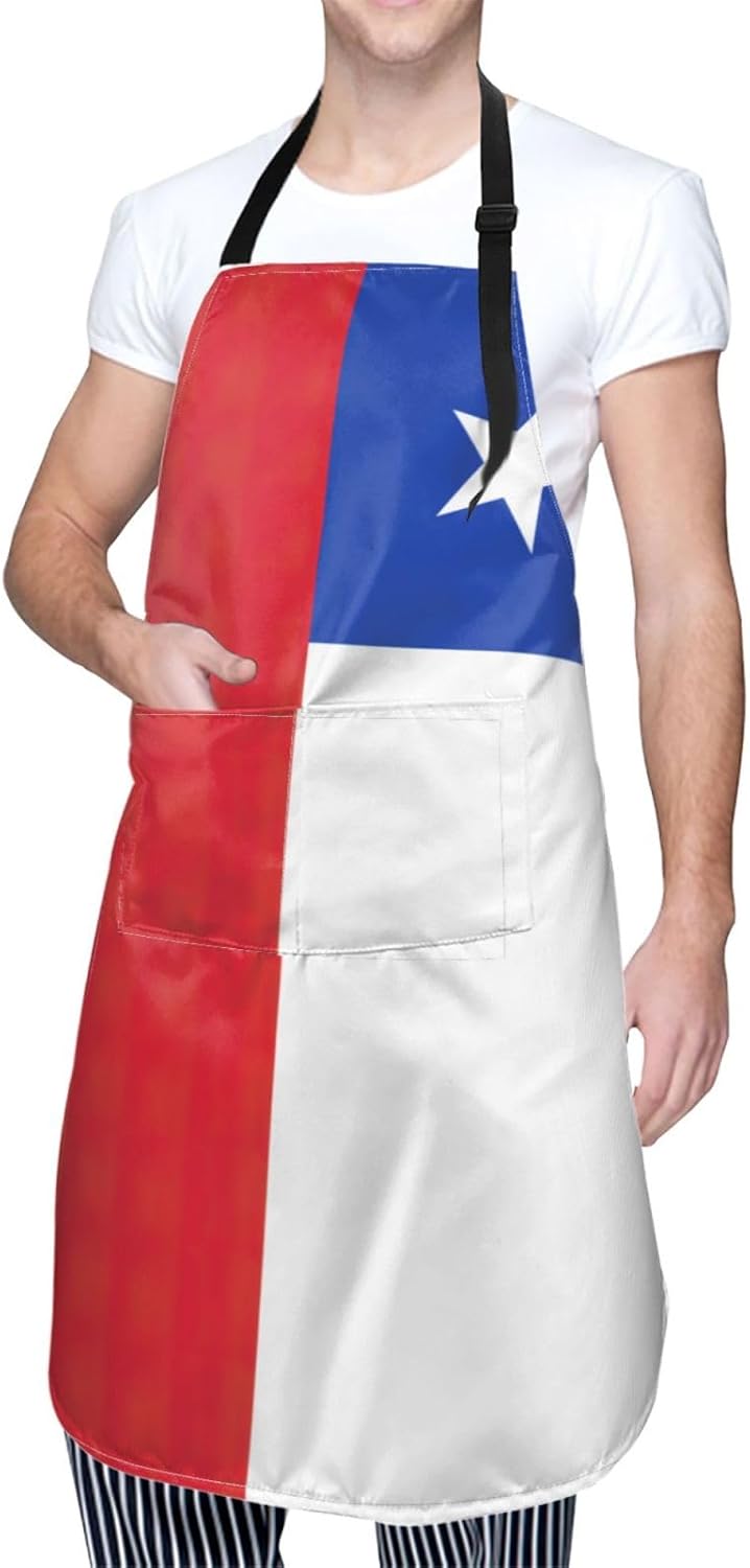 Flag of Chile print Waterproof chef's apron with pocket apron for kitc