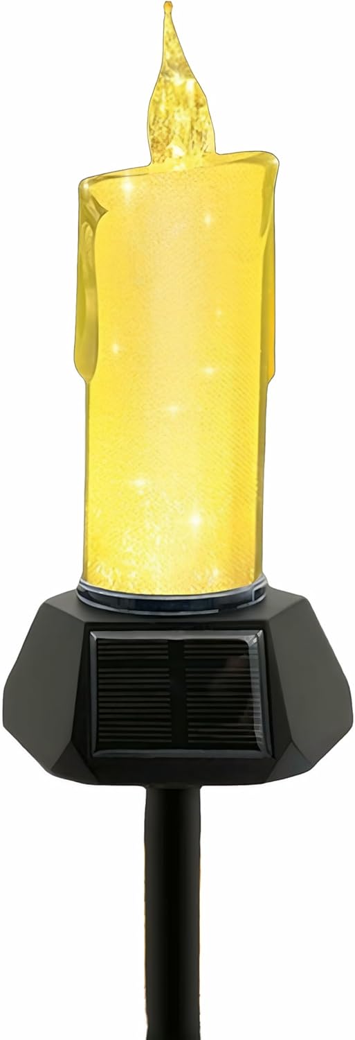 Mengshen Solar Candle Light Crystal Style with 3 Panels IP65 Waterproof Auto On/Off LED Flame Effect Includes Ground Stake for Garden