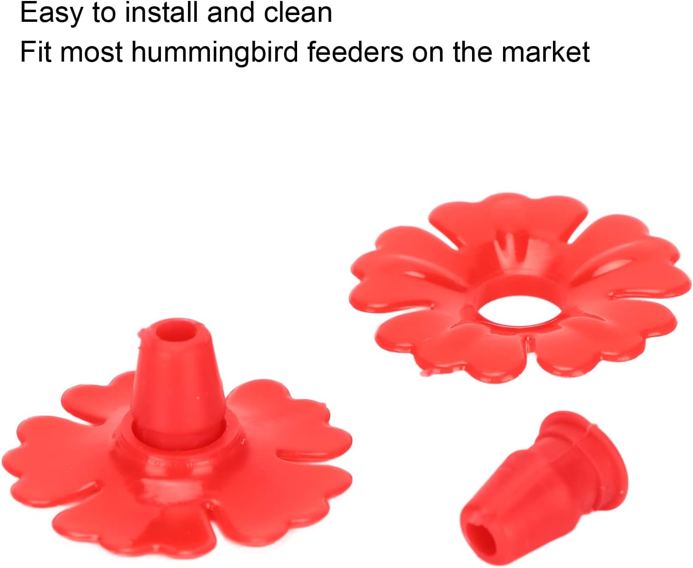 Marhynchus 30 Set Hummingbird Feeder Replacement Flowers Hanging Bird Feeding Ports Supplies Parts for Garden Outdoors (Red)