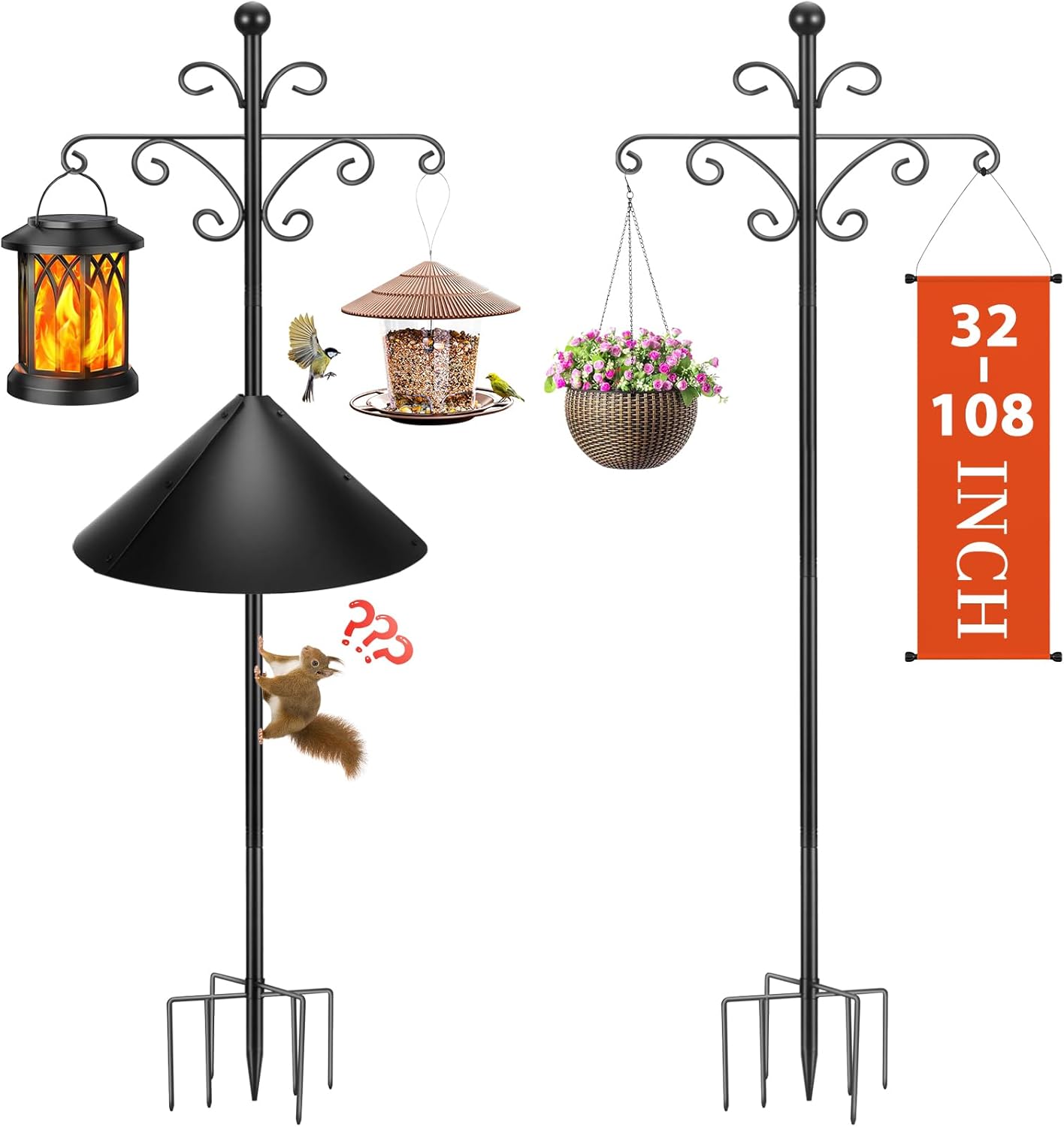 Bird Feeder Pole for Outdoors Heavy Duty Squirrel Proof, 2 Pack 108 In