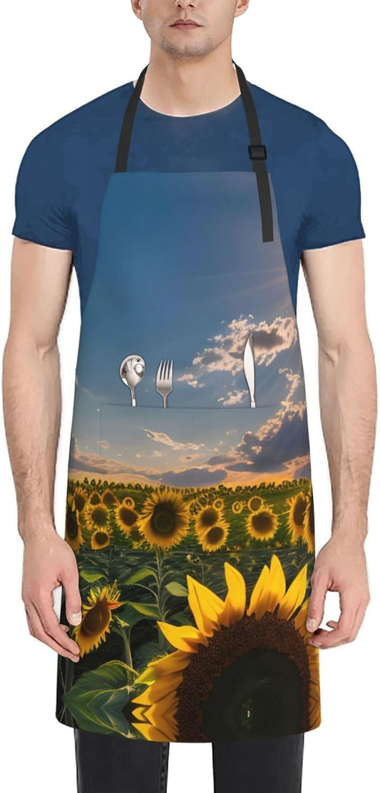 Sunflowers Sunlight Print Laundry apron 28x33 In Waterproof Kitchen Ap
