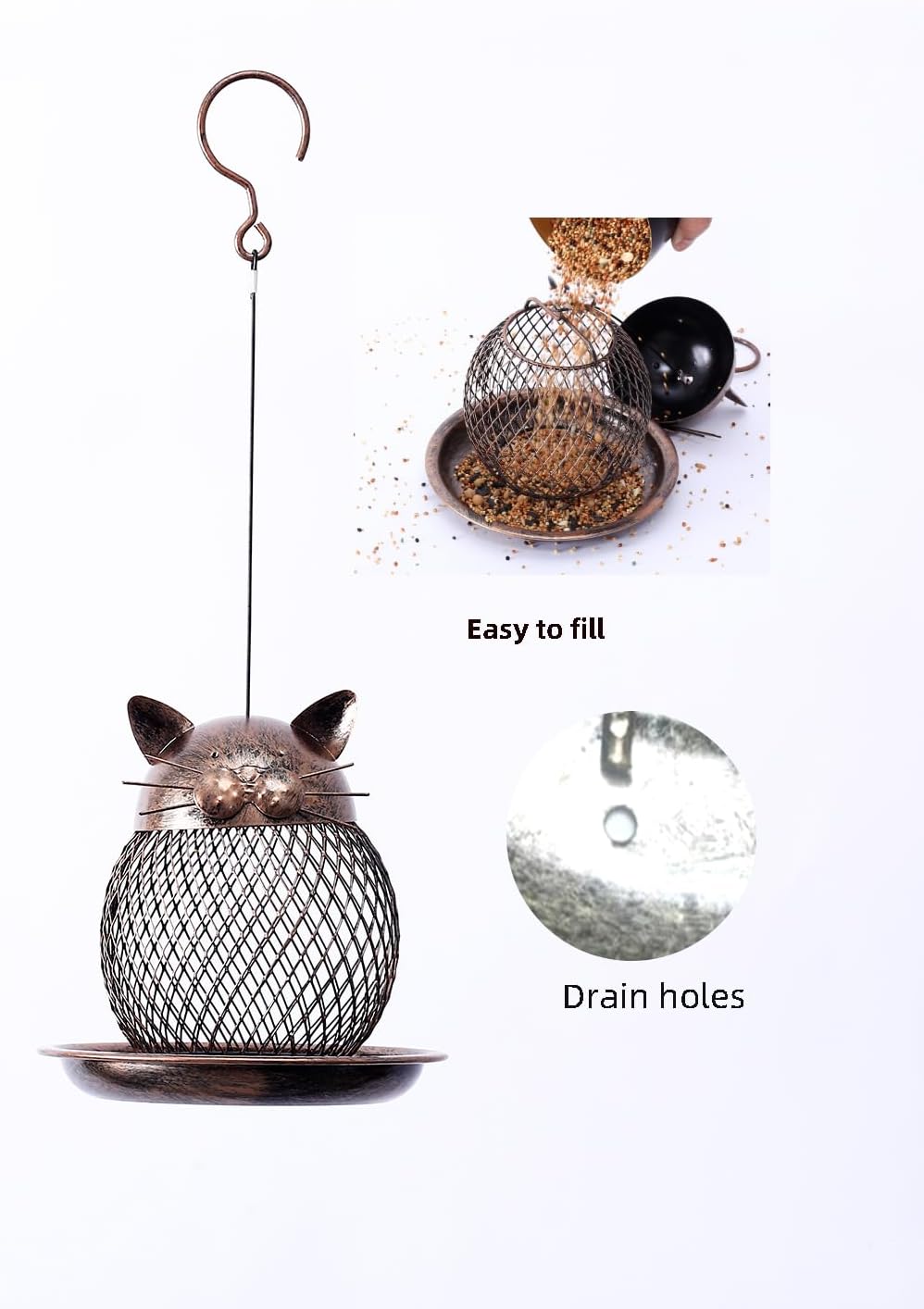 Mentoart Bird-Friendly Outdoor Feeder with Adjustable Hooks - Weatherp