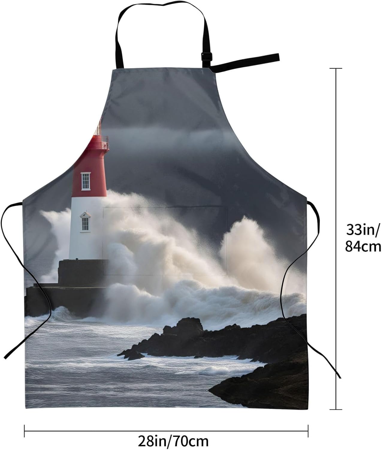 Lighthouse In Storm print Waterproof chef's apron with pocket apron fo
