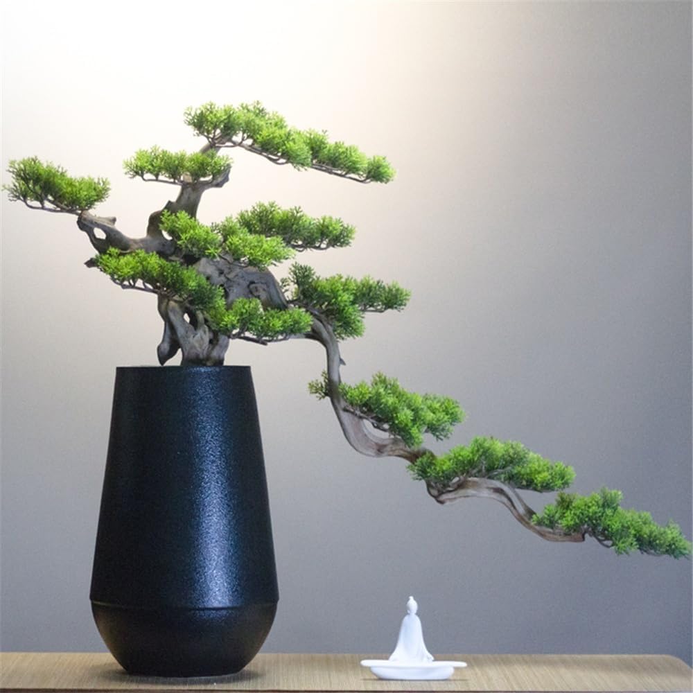 Artificial Plants Display Tree Artificial Simulation Tree with Ceramic Vase Desktop Fake Plant Ornaments for Living Room, Office, Flower Stand Book Shelf Decor Ornaments