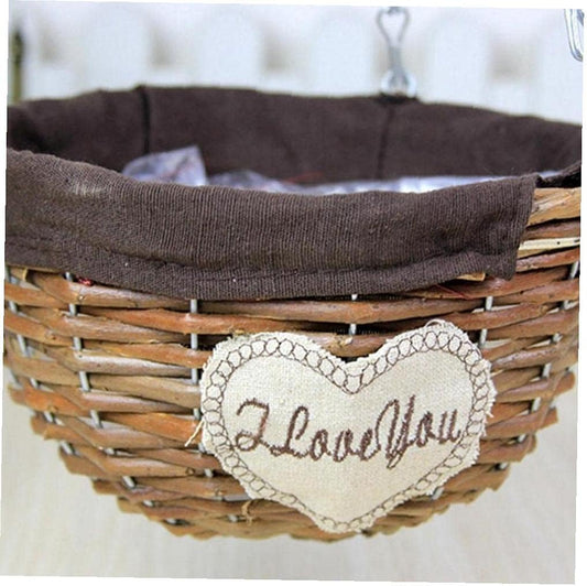 1pc Natural Wicker Hanging Basket, Wall Hanging Rattan Flower Pot Planter Vase for Indoor Outdoor Garden