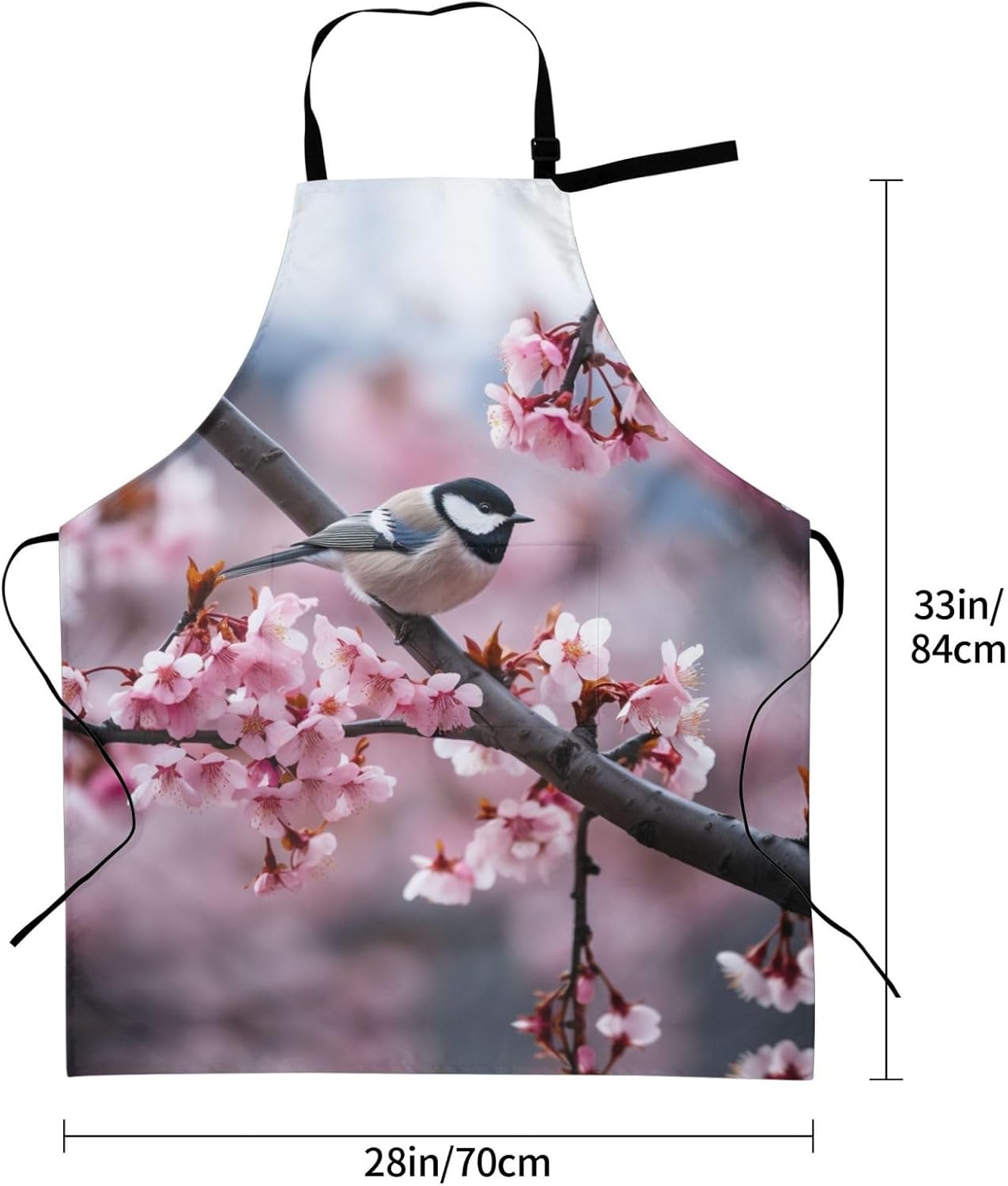Spring Bird print Waterproof apron with pocket adjustable cooking apron for adult kitchen bibs to bake