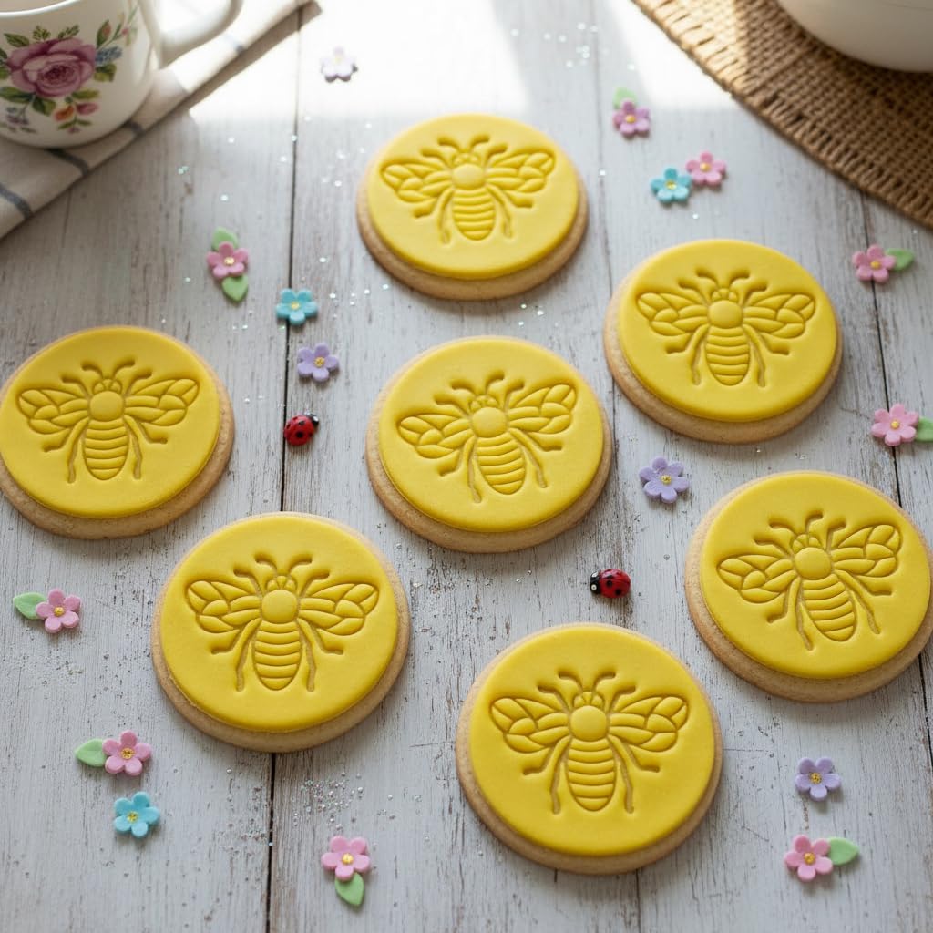 BAKERLOGY Realistic Bee Mini Cookie Cutter & Stamp – Botanical Baking 