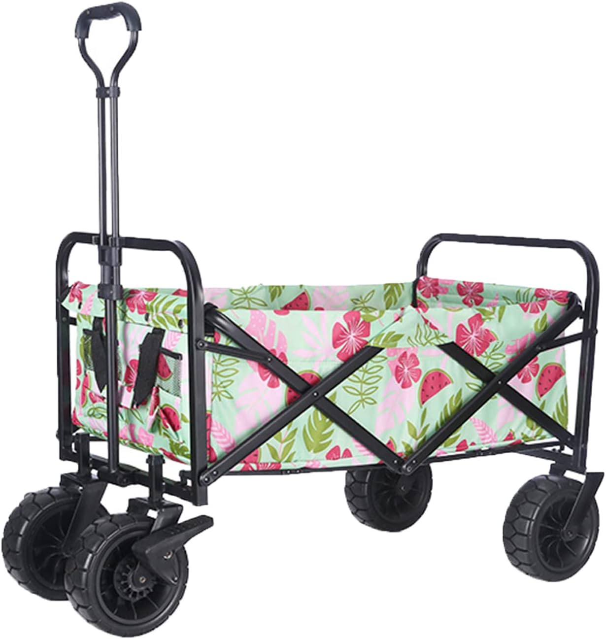 Collapsible Folding Garden Wagon with Canopy - Portable Outdoor Utility Cart with Off-Road Wheels for Beach, Camping, Grocery & Sports - 220lbs Capacity, Multi-Color