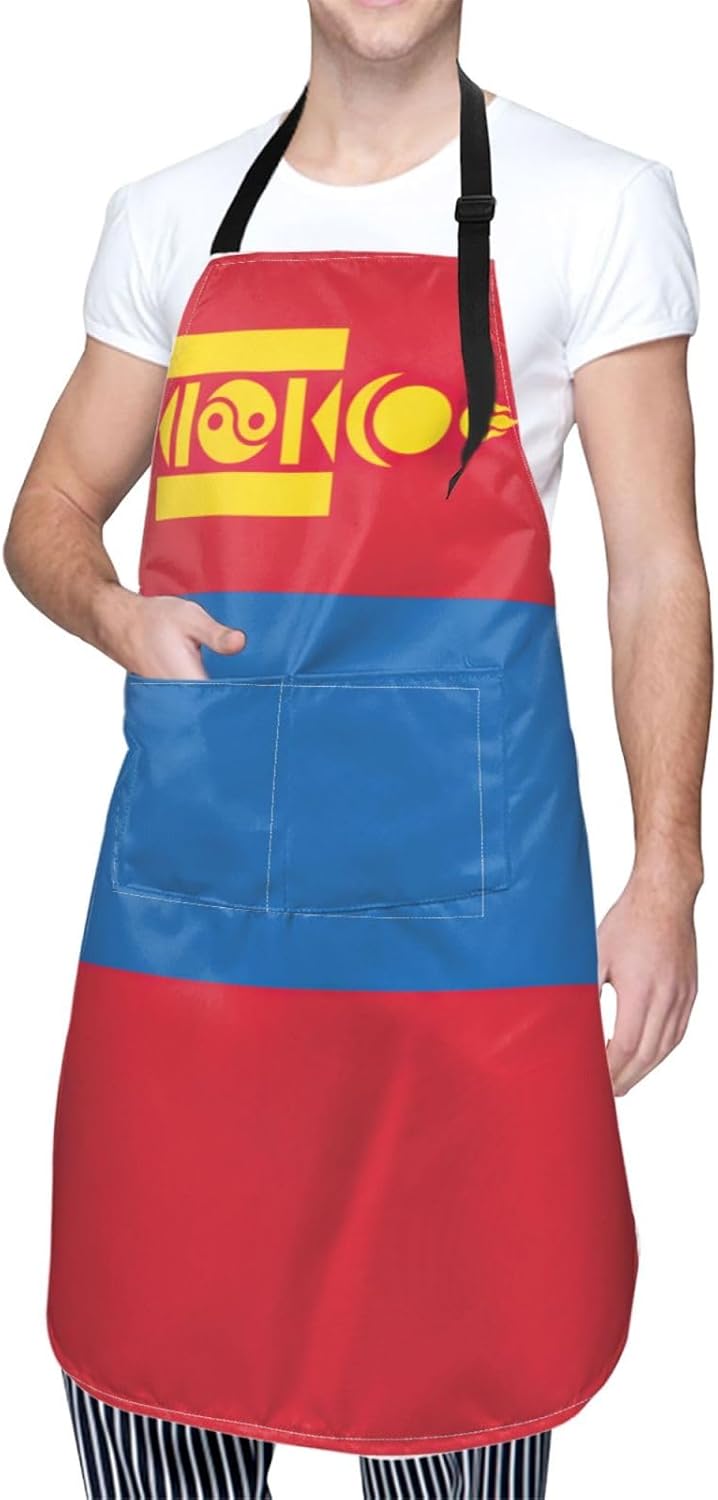 YANYU Mongolian flag Print 28x33 In Kitchen Apron Stylish Chef Apron w
