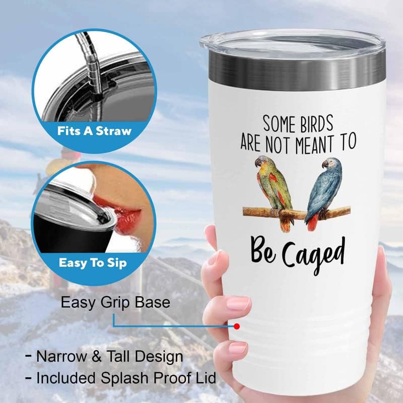 Bird Lover White Edition Viking Tumbler 20oz - Birds to be Caged - Hum