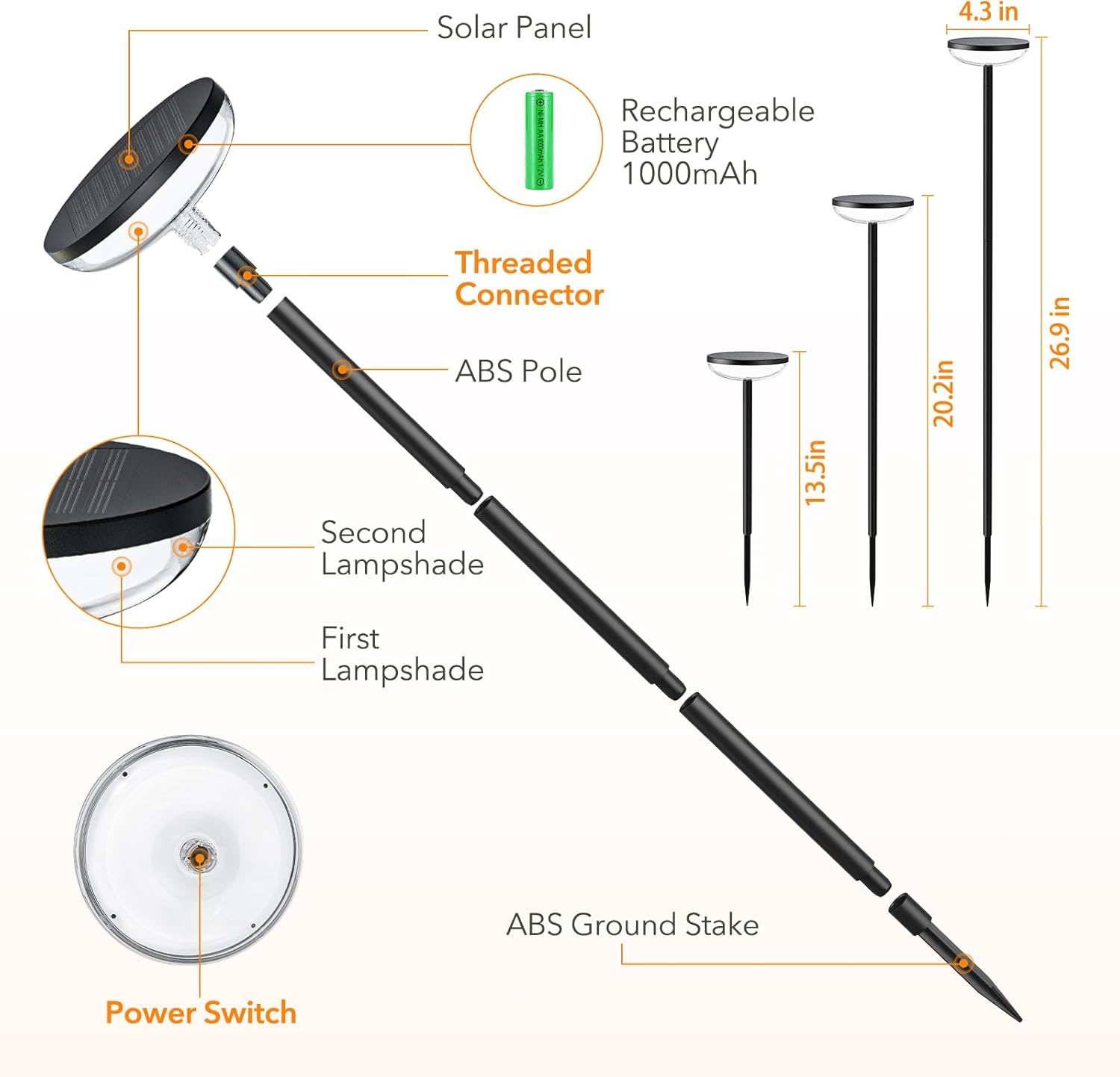 Solar Pathway Lights Outdoor, 6 Pack Tall Solar Garden Lights Outdoor 