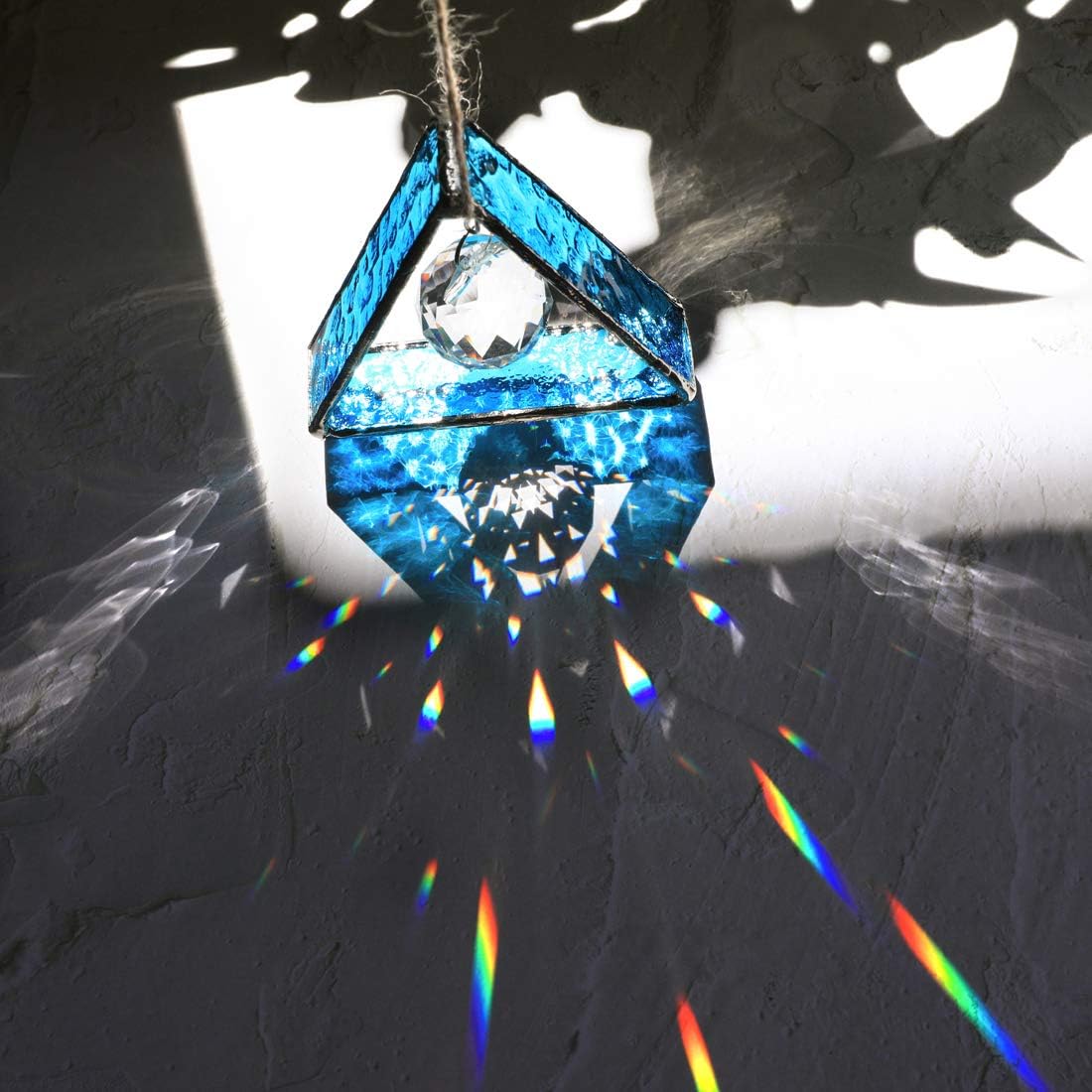 H&D HYALINE & DORA Stained Glass Window Sun Catcher Hangings Pyramid C