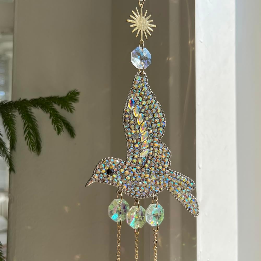 Rhinestones Hummingbirds Crystal Suncatcher Indoor Window Hanging Sparkling Bird Prism Sun Catchers