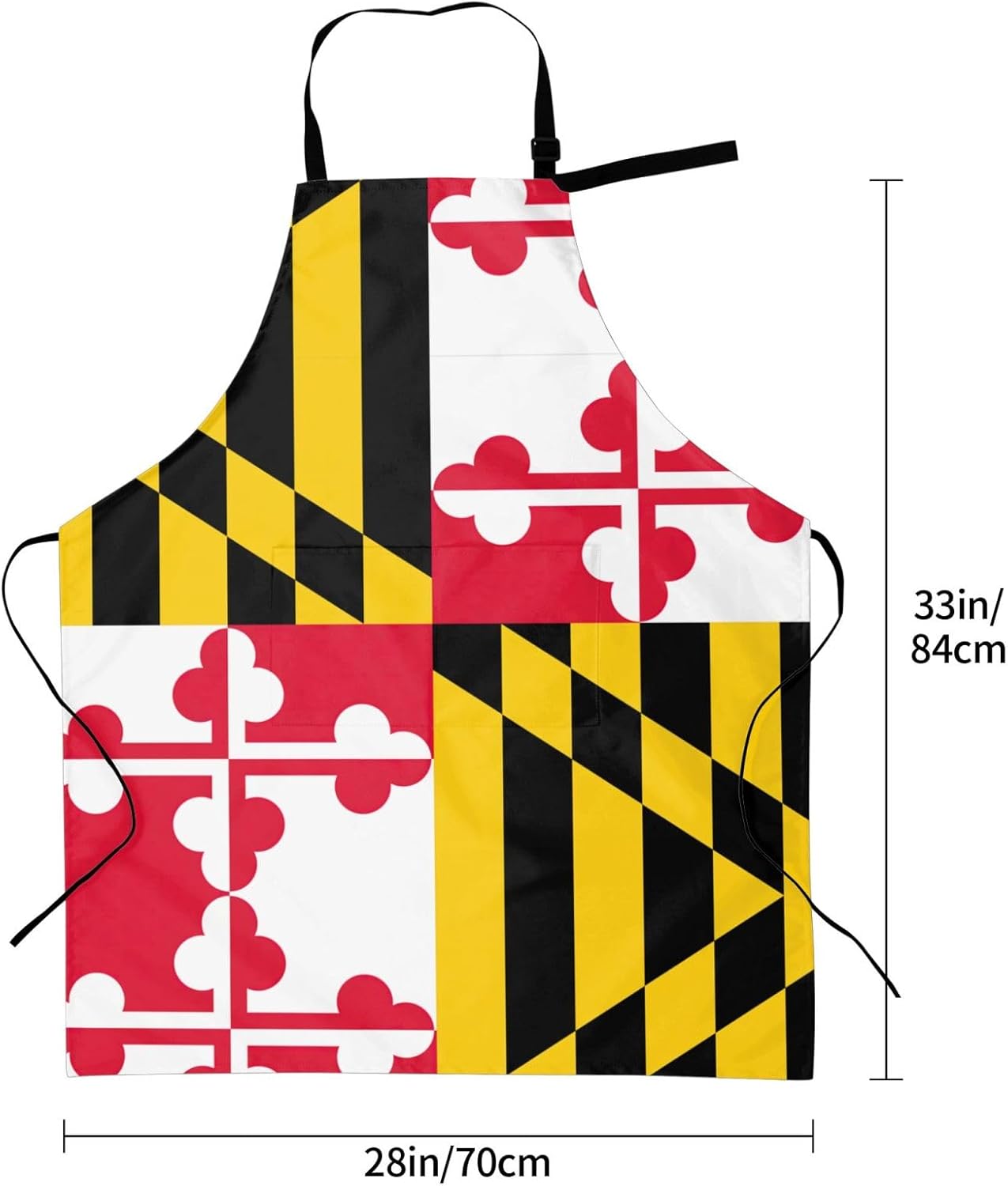 Flag of Maryland Print 28x33 In Adult Kitchen Apron with Pockets Versatile Chef Smock for Cooking Baking