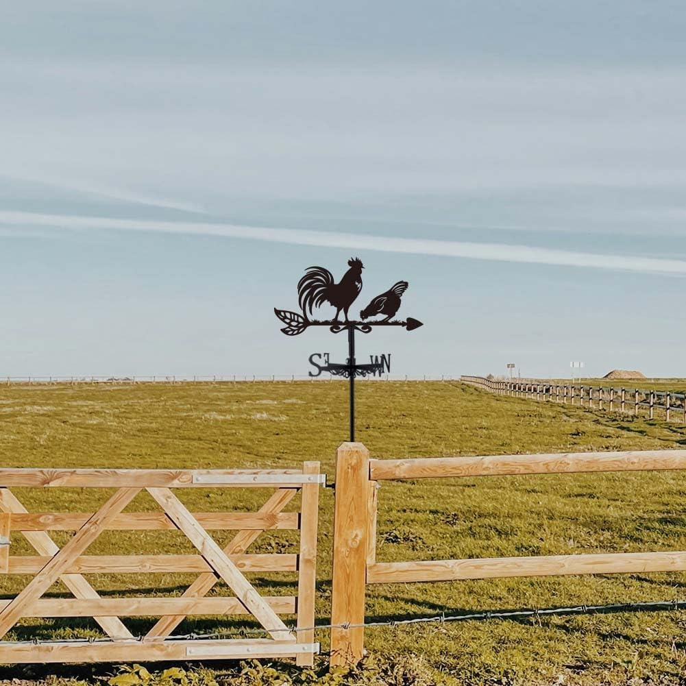 SUPERDANT Rooster Weathervanes Animal Metal Weathervane Black Weather Vanes for Yard Garden Art Decor for Roof Indicators Metal Rooster Wind Vanes Outdoor Farm Barn Sheds Garden Patio Decoration