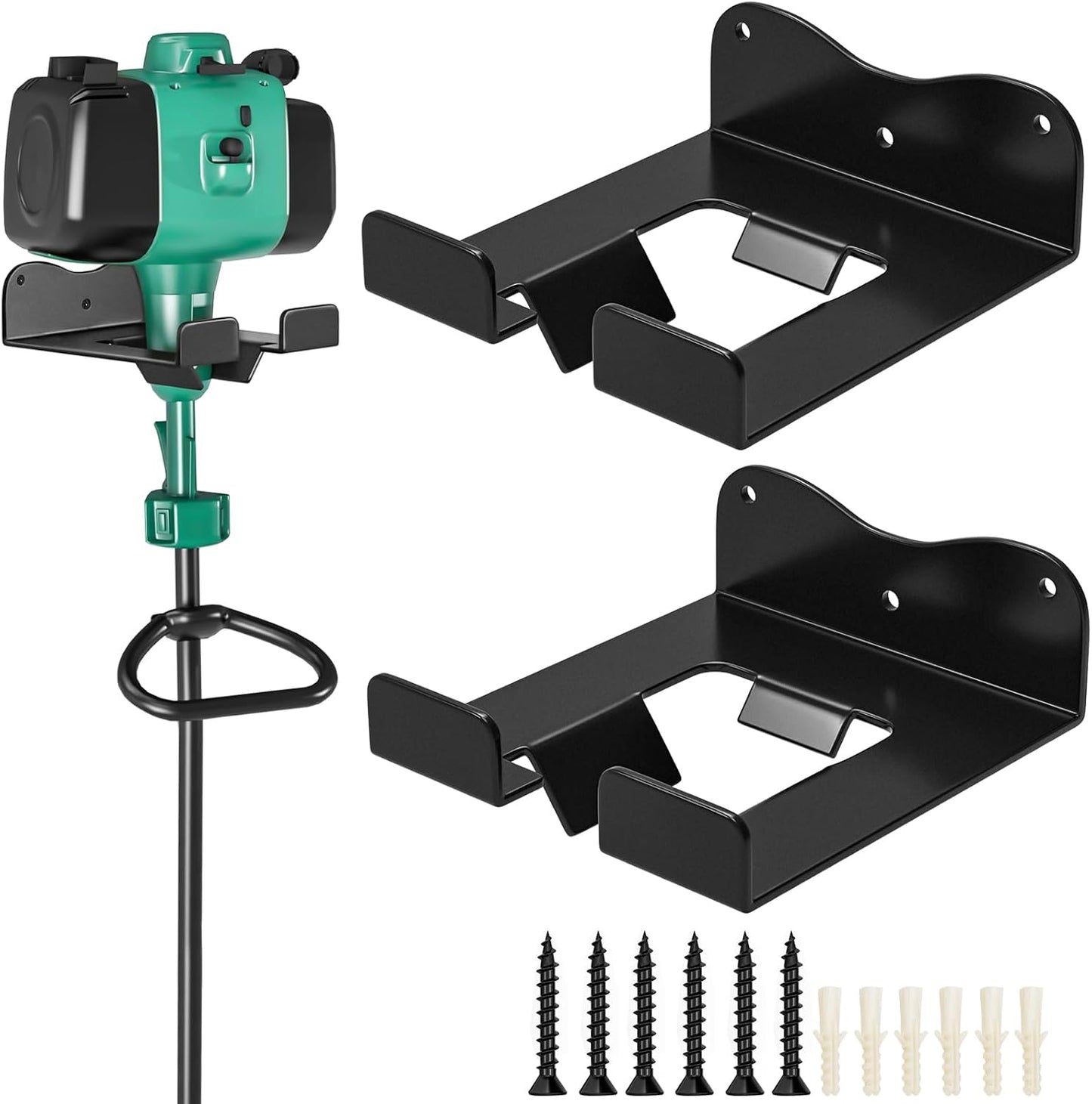 Weed Eater Hanger Garage Organizer Trimmer Rack, Weedeater Rack Wall Mount for Grass Trimmer, Garden Power Tool Holder Organizer for Grass Trimmer Hedge Trimmer (Black-2Pcs)