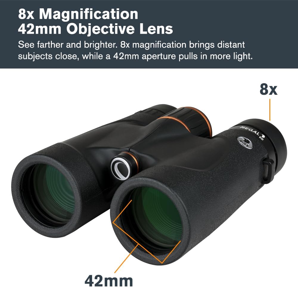Celestron – Regal ED 8x42 Binoculars – Premium Optics for Birding, Hunting & Outdoor Use – Phase & Dielectric Coated BaK-4 Prisms – Fully Multi-Coated Glass – 4.9 ft Close Focus
