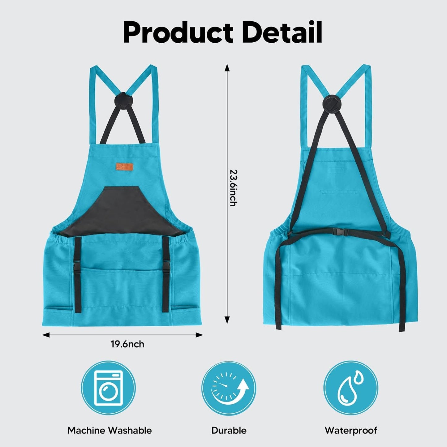 Garden Apron,Harvest Apron with Multi-pocket for Men Women, Adjustable Cross-Back Straps, Gardening Gifts for Mom,Dad