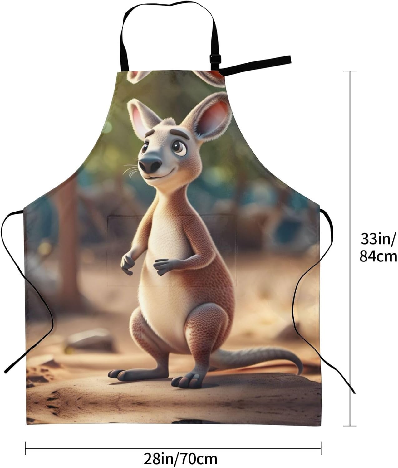 Funny Cartoon Kangaroo Zoo (2) print Waterproof chef's apron with pock