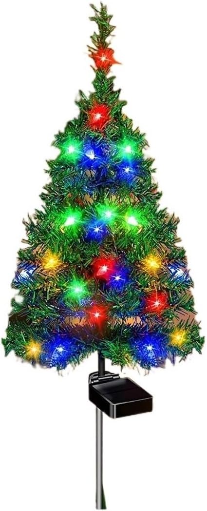 WHZHDMA Solar Colorful Lights Christmas Tree Christmas Decoration Garden Courtyard Lawn Holiday Decoration Night Bright Colorful Lights