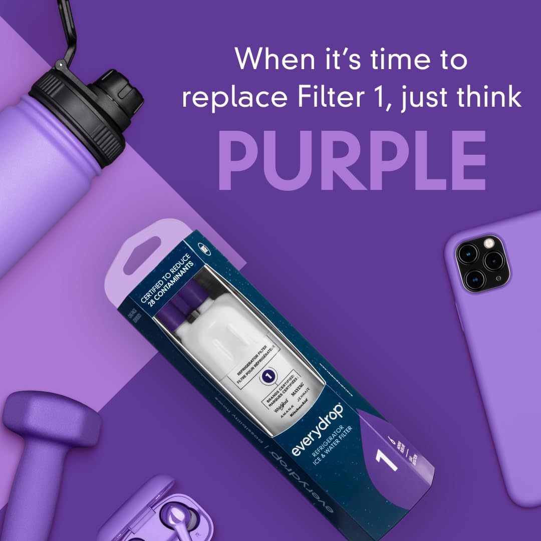 everydrop by Whirlpool Ice and Water Refrigerator Filter 1, EDR1RXD1, Single-Pack , Purple