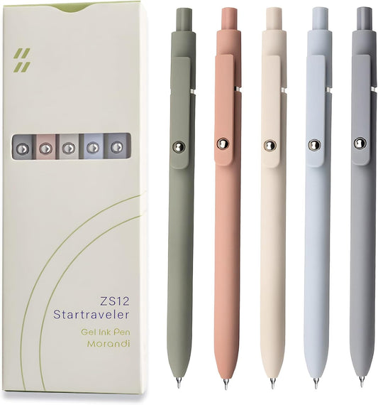 Gel Pens, 5 Pcs 0.5mm Black Ink Pens Fine Point Smooth Writing Pens, H