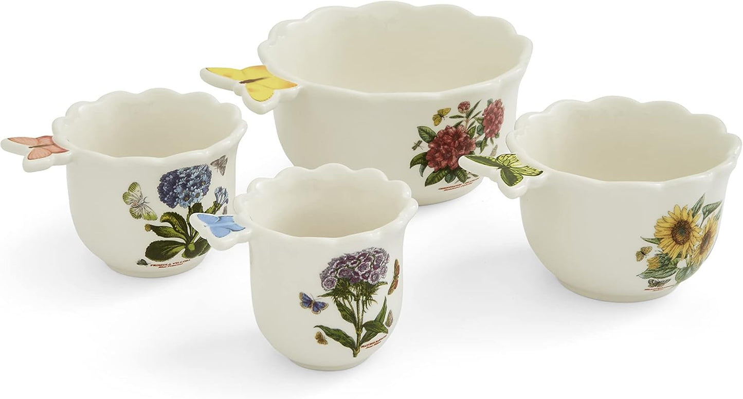Portmeirion Botanic Garden Bouquet Collection | Set of 4 Measuring Cups | Measuring Cup Set with Assorted Floral Motifs | Made from Dolomite | Microwave Safe