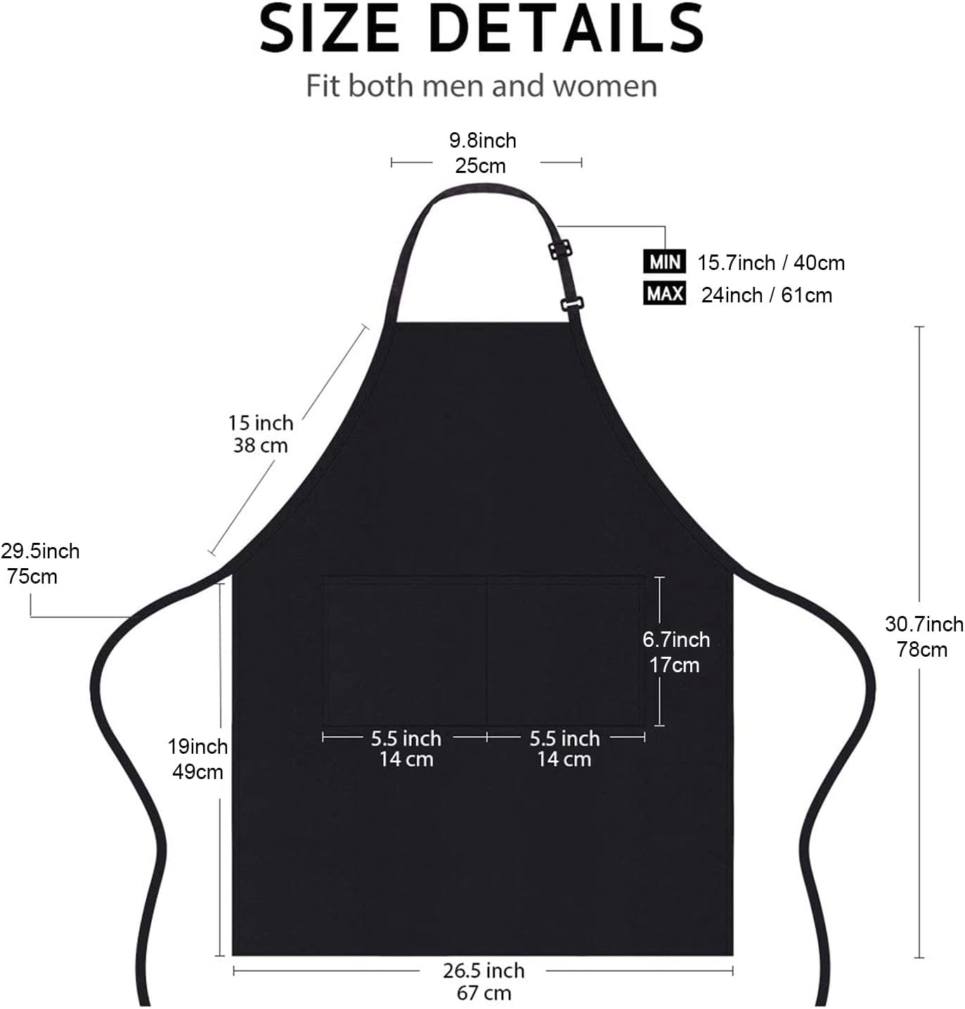 4 Packs Chef Apron, Black Waterproof Apron, Adjustable Aprons with 2 P