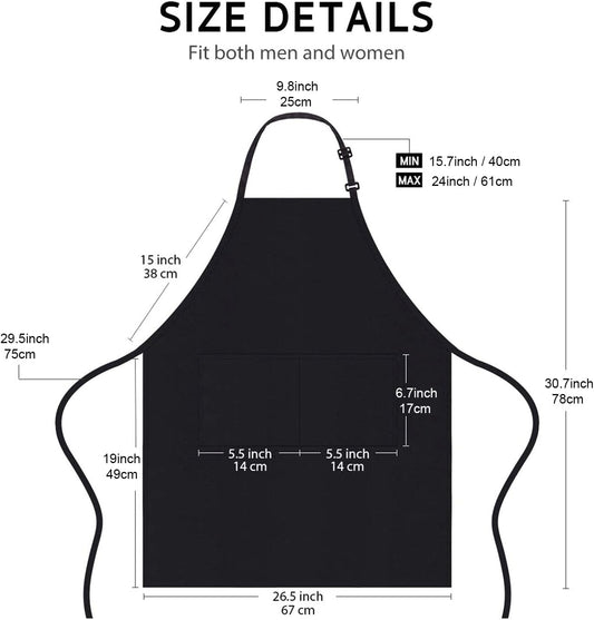 4 Packs Chef Apron, Black Waterproof Apron, Adjustable Aprons with 2 P