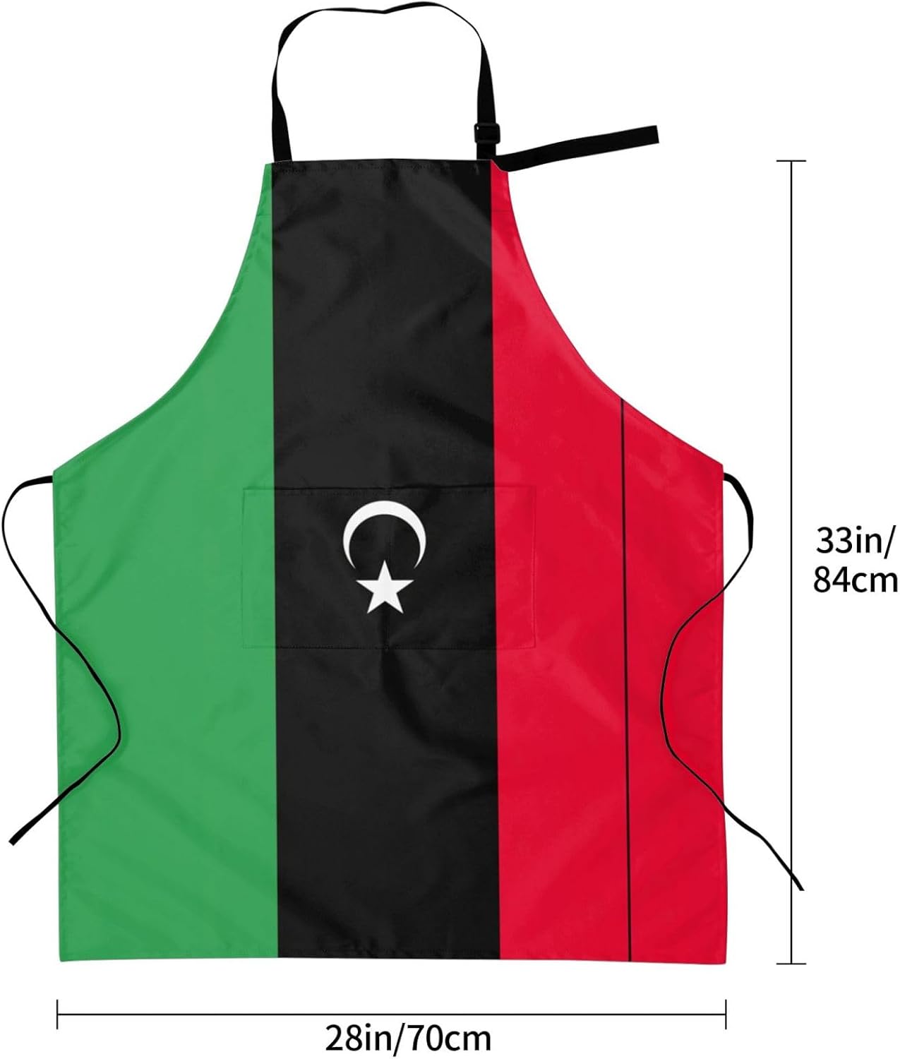 Libyan flag print Waterproof chef's apron with pocket apron for kitchen cooking baking barbecue and gardening