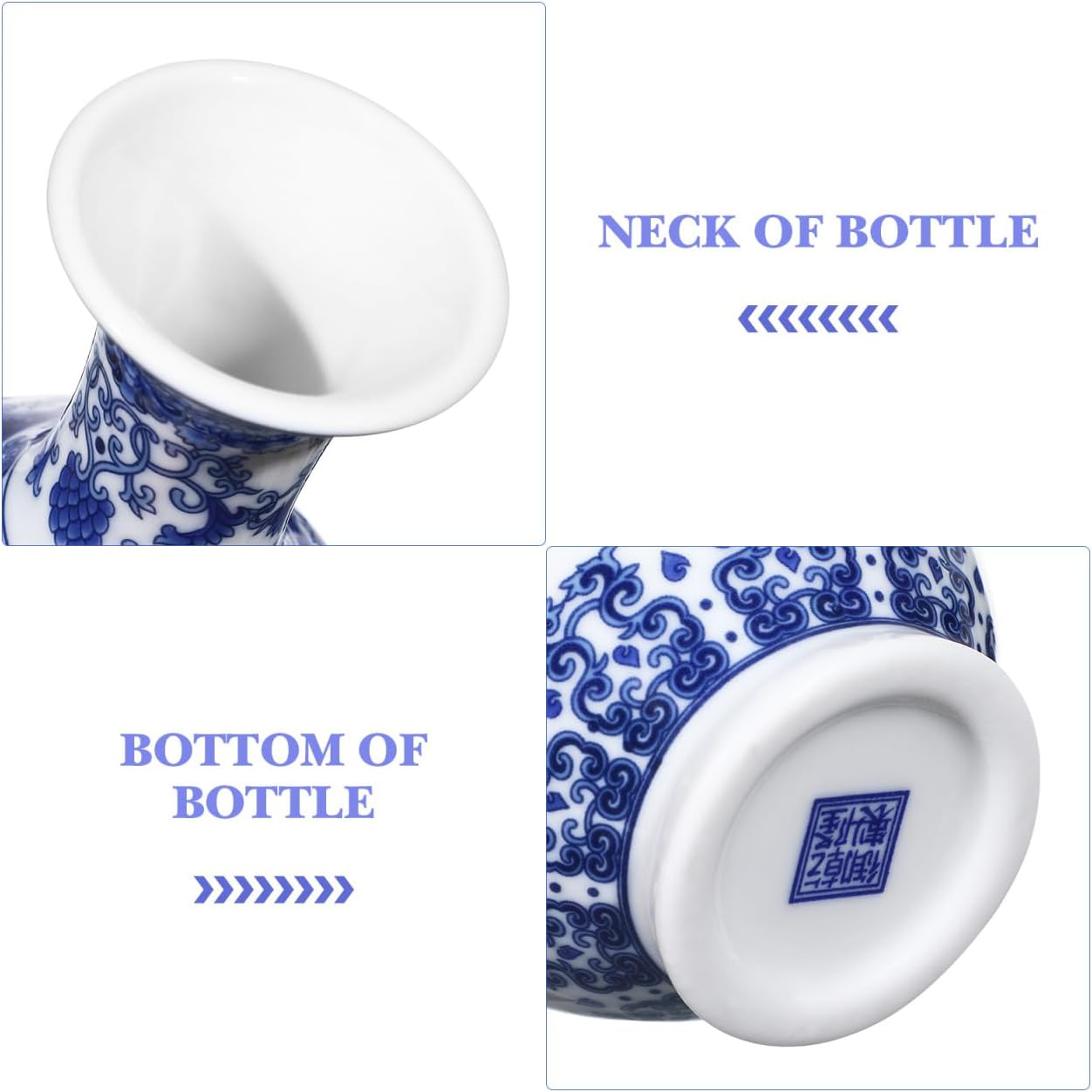 Blue and White Porcelain Vase Exquisite Floral Container Decorative Flower Holder Art Vases Household Flower Pot Ceramic Hydroponic Planter Ceramic Flowerpot Floral Storage Container (ONLY 5.7 Inch)