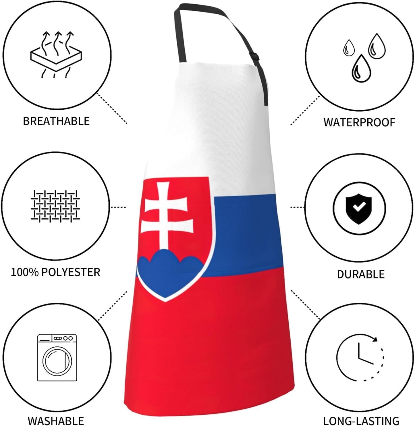 Flag of Slovakia print Waterproof apron with pocket adjustable cooking apron for adult kitchen bibs to bake