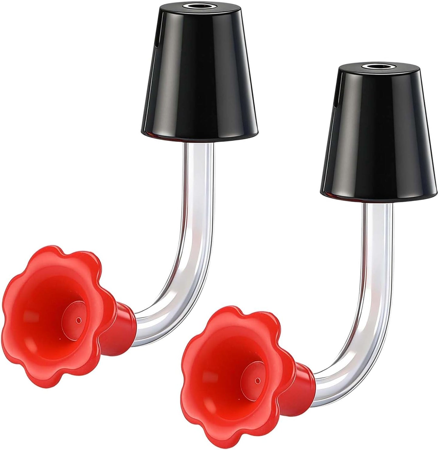 Baderke Hummingbird Feeder Tube with Stopper Handheld Bird Feeder Replacement Parts Drip Resistant Tip Silicone Flowers for Wine Bottle Outdoor Bird Feeders(2 Pcs,Black)