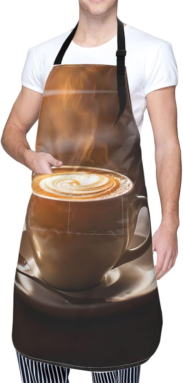 Delicious Coffee print Waterproof apron with pocket adjustable cooking apron for adult kitchen bibs to bake