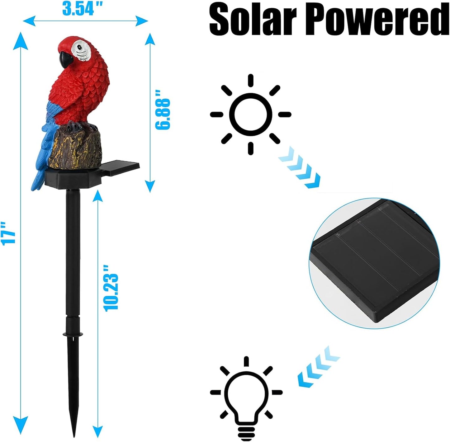 Luwint Small Parrot Garden Solar Lights Parrot Decorative Stake Light Outdoor Waterproof Lamp Parrot Decor for Garden Lawn Pathway Animal Patio Bird Light Parrot Ornament