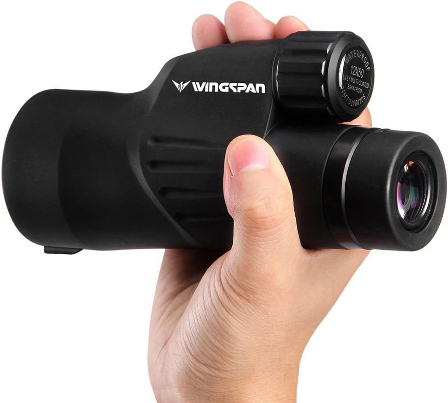 Wingspan Optics Explorer High Powered 12X50 Monocular. Bright and Clea