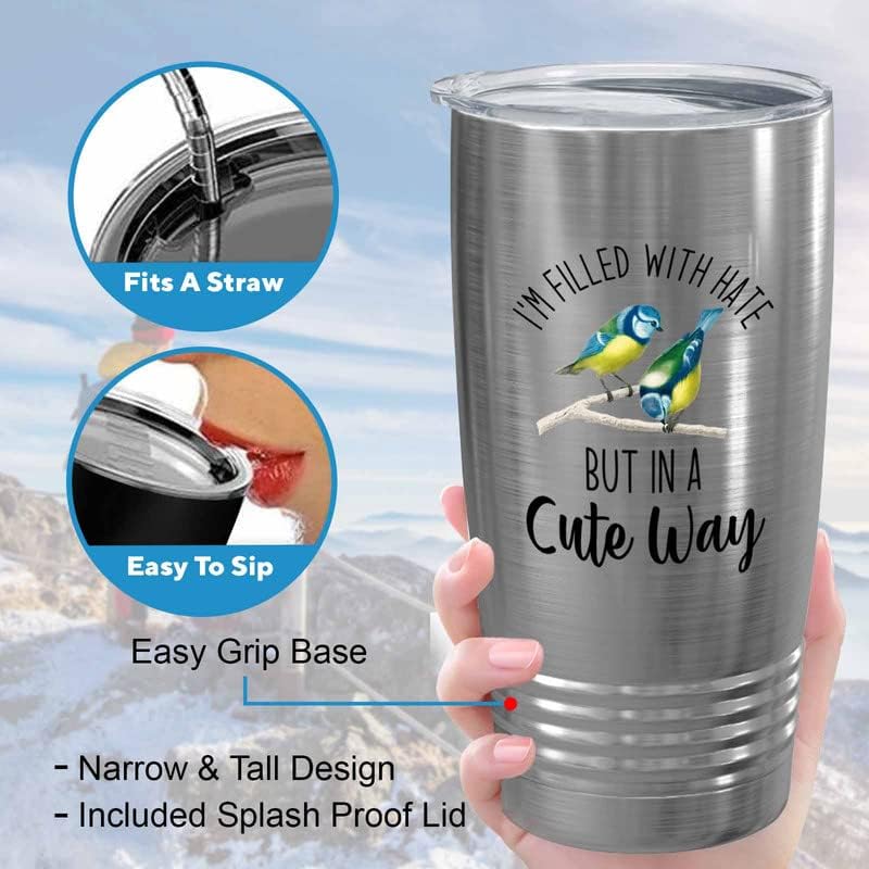 Bird Lover Silver Edition Viking Tumbler 20oz - Hate Cute Way - Hummin