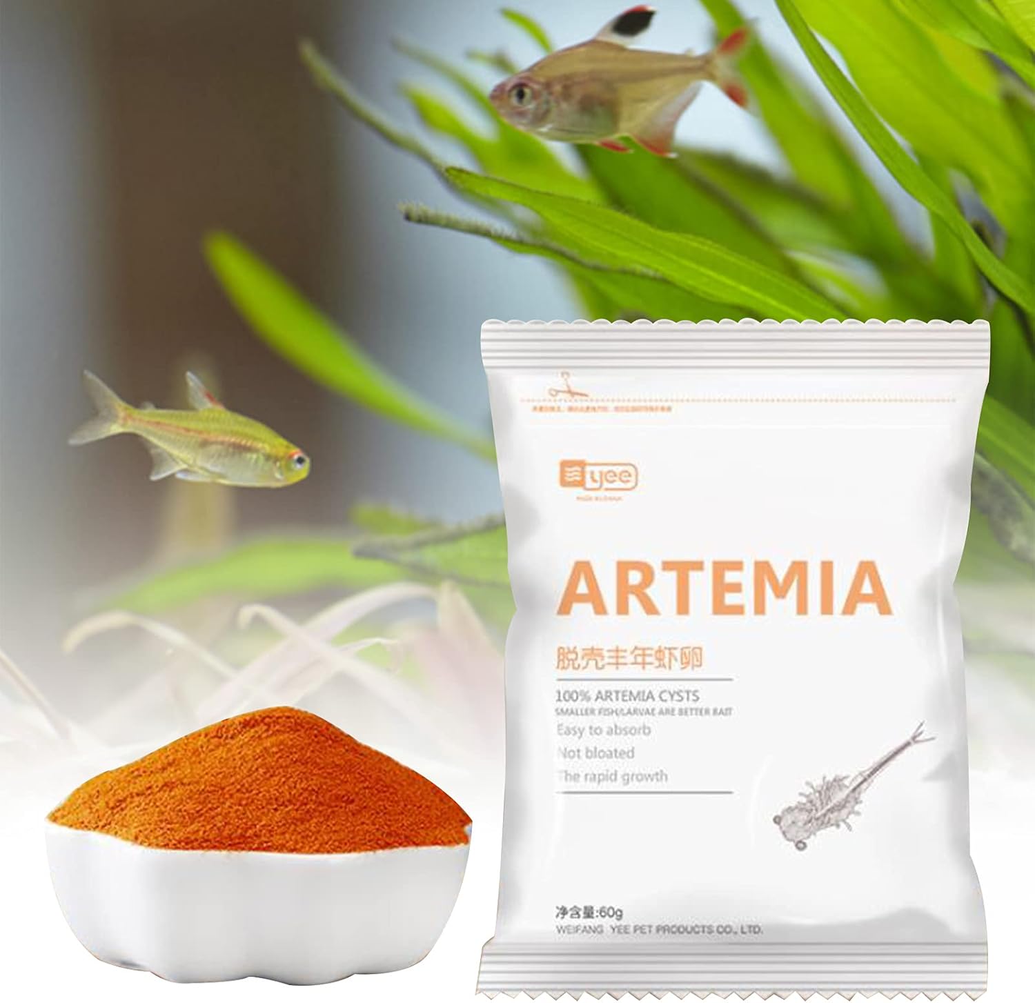 60G Brine Shrimp Shelling Eggfood Aquarium Hatching Tropic Fish Food f