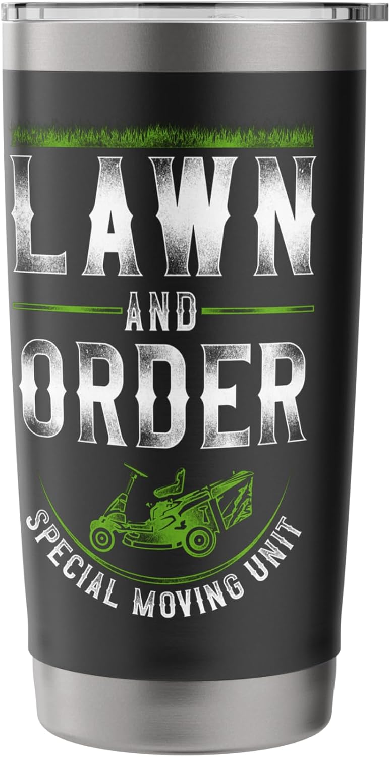 Lawn Mower Mowing Dad Father Landscaper Vintage Tractor Lawn Stainless Steel Insulated Tumbler
