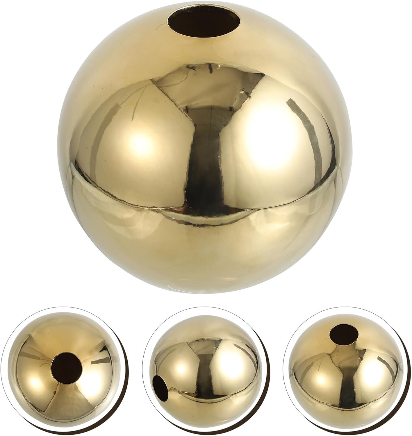 FAVOMOTO Gold Electroplated Ceramic Ball Vase Large Bulbous Flower Pot