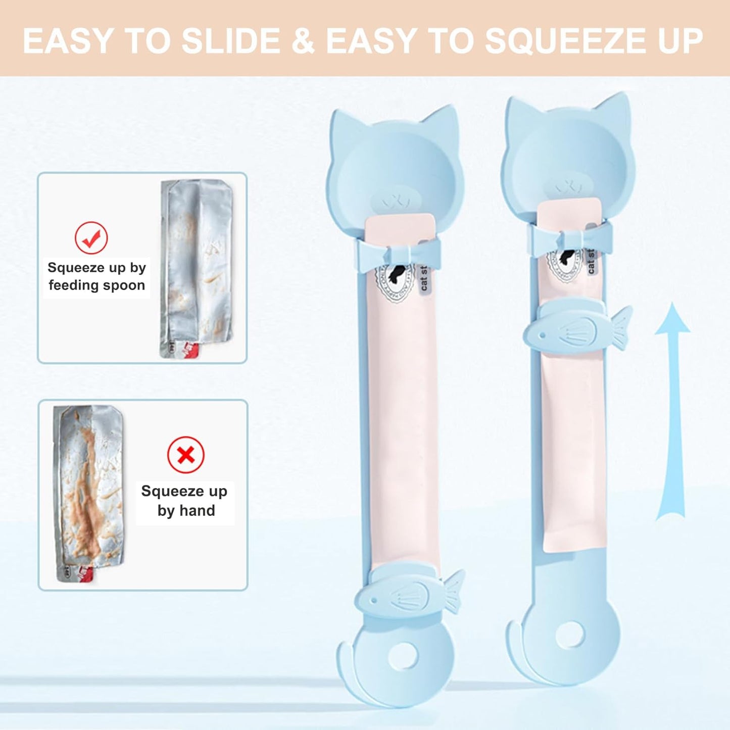 PETPAWLOVELY-3PCS Cat Treat Spoon Squeeze,Cat Strip Feeder spoon,Easy 